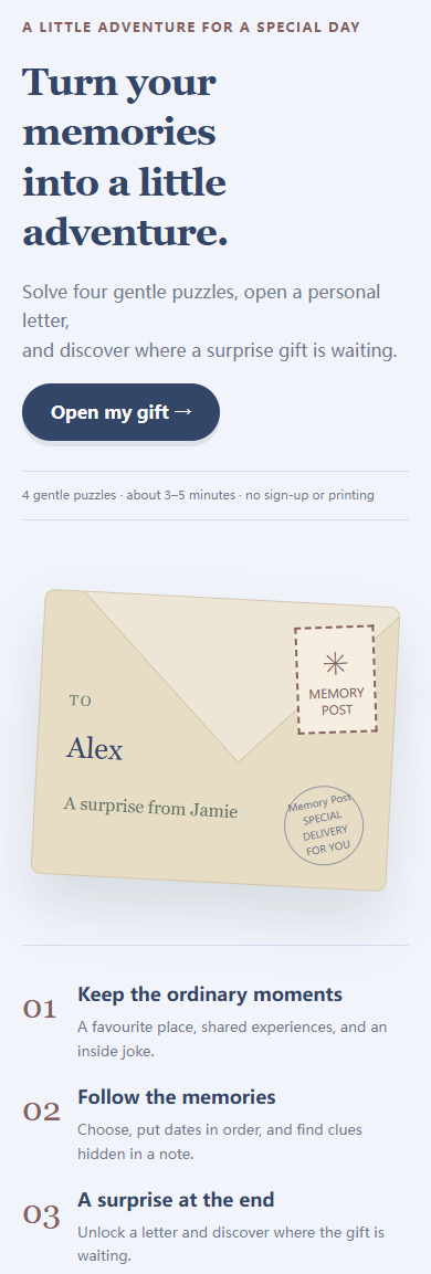 An anniversary stamp · fictional story example