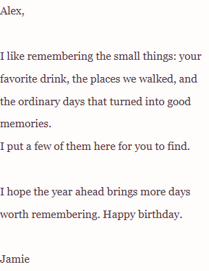 Fictional birthday letter after completing the puzzles